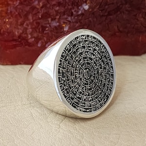 Esmaul Husna Ring, Islamic 99 Names of Allah Ring, 925 Silver Men’s Muslim Gift, Round Occult Arabic Ring, Seal Talisman God Name Jewelry