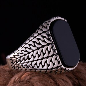 Men&#39;s Handmade Silver Ring With Onyx Stone, Men Sterling Silver Ring, Silver Men Jewelry, Man Gemstone Ring