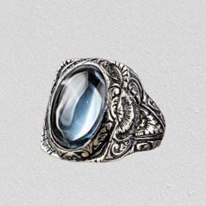 Bague Aquamarine Stone Homme, 925 Sterling Silver Aquamarine Ring, Bijoux turcs faits à la main, Cadeau pour mari, Bijoux pour hommes, Cadeau pour lui