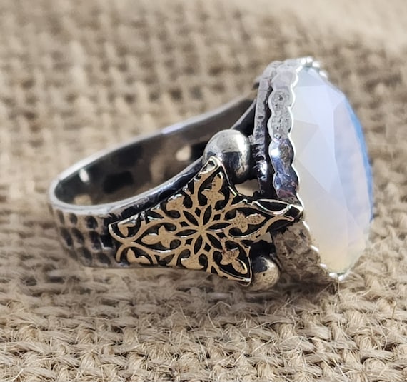 ムーンストーン　ハンドメイド　シルバーリング ハンドメイドムーンストーンリング：925Kスターリングシルバー