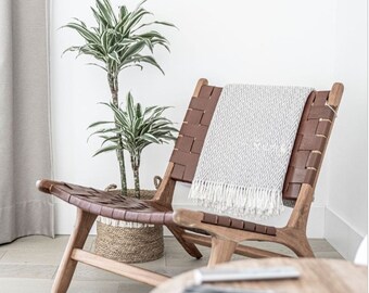 Lounge Chair, woven leather lounge chair