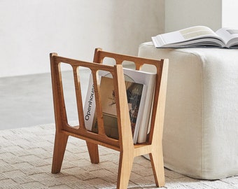 wooden magazine rack