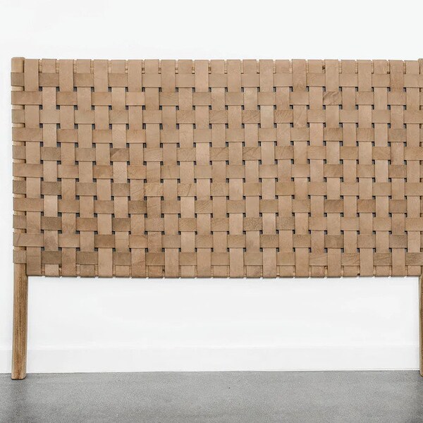 Leather headboard, woven leather strap headboard