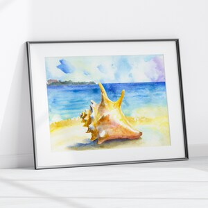Watercolor art of shell, beach, painting, wall decor, art, wall art, print, Digital download