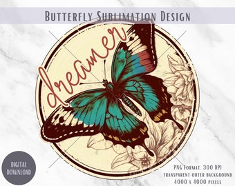 Cottagecore Butterfly PNG, disegno a sublimazione (download digitale)