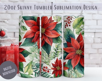 Sublimeringsdesign med julstjärna, kakelbar 20oz smal (digital nedladdning)