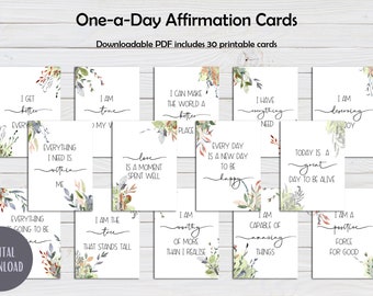 Aquarel botanische bevestigingskaarten, positieve citaten (afdrukbare pdf)