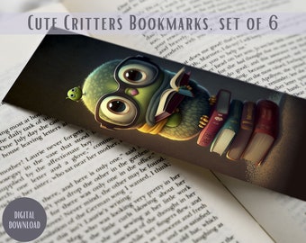 Cute Cartoon Critter Bookmarks for Kids (Digital Download)