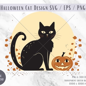 Halloween Cat SVG PNG EPS sublimation file digital download, printable image, shirt sublimation design, jackolantern pumpkin, holiday