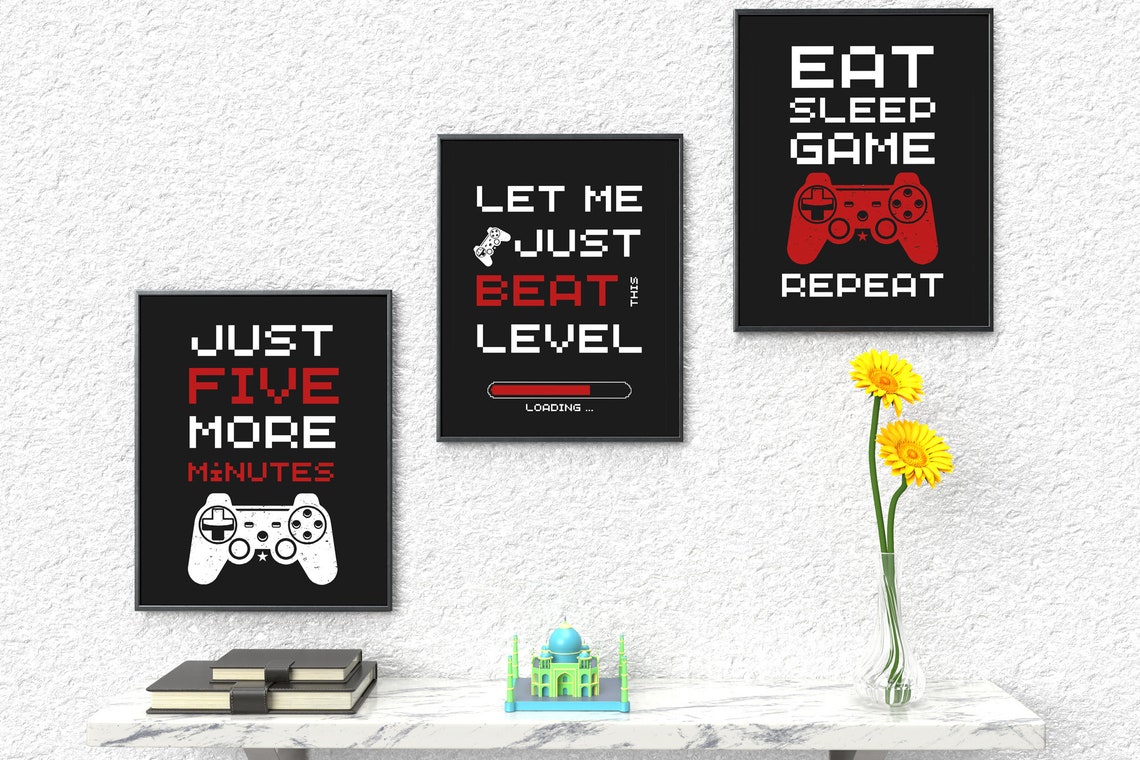 Printable Gamer Wall Art, Wall Decor, Set of 3 Posters, Gaming Art