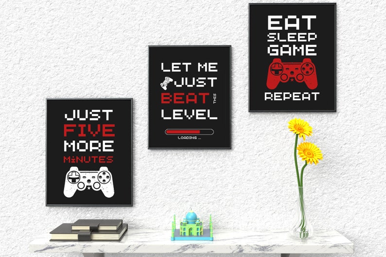 Printable Gamer Wall Art, Wall Decor, Set of 3 Posters, Gaming Art