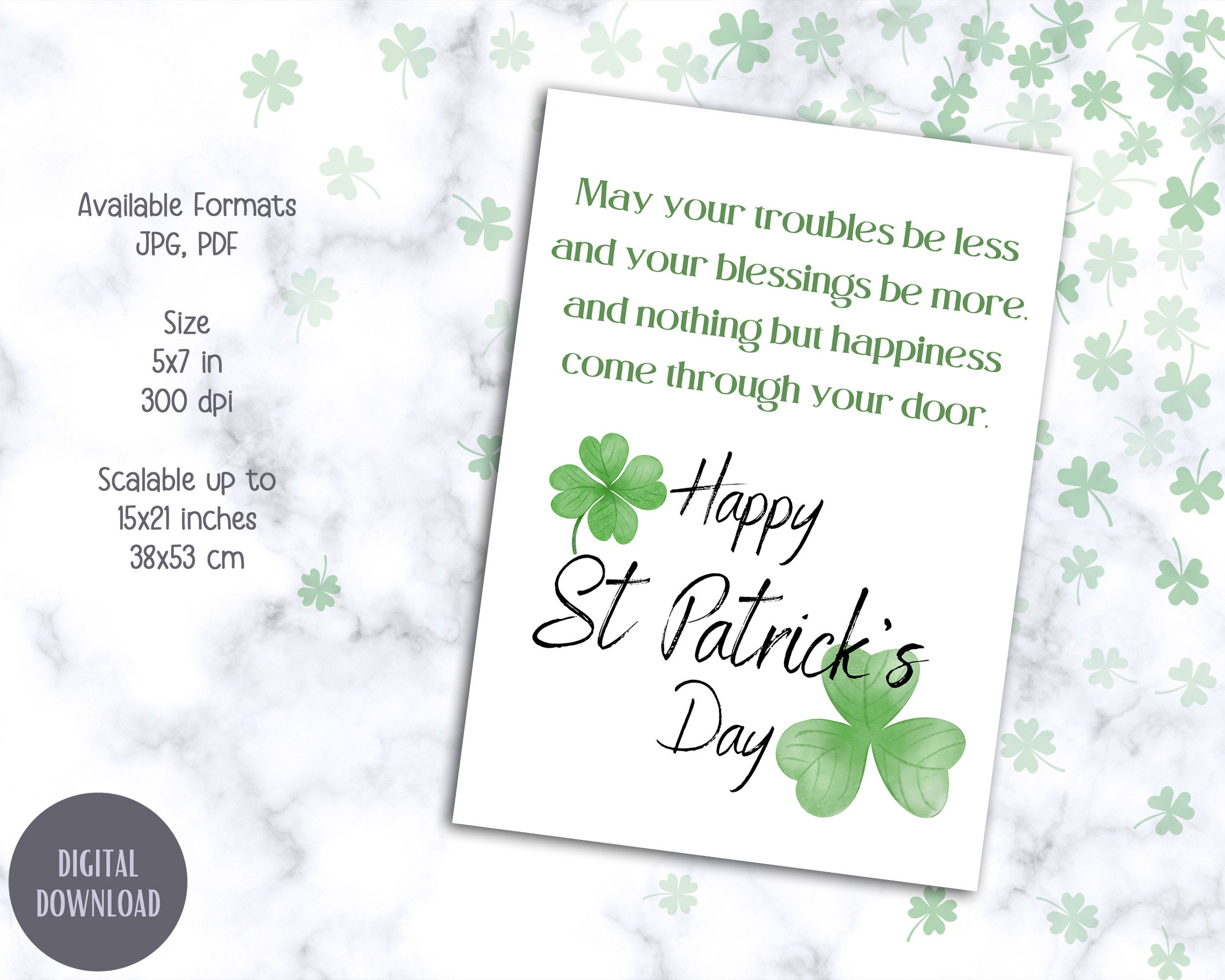 EMOHAT Targa In Metallo Per San Patrizio – Scritta In Inglese "Blessing Irish Shamrock", Decorazione Per Interni/Esterni - 4