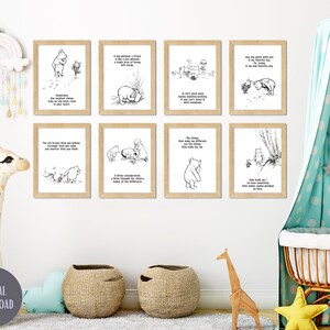Winnie the Pooh Quotes, Printable Nursery Decor, Pooh Bear Nursery Wall Art, Winnie the Pooh Prints, Black White, Winnie the Pooh Nursery