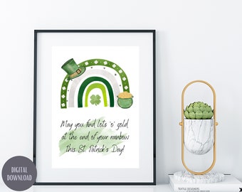 Printable St Patrick's Day card. St Patrick's Day poster. Up to 15x21 inches. Instant download digital file available as PDF or JPG