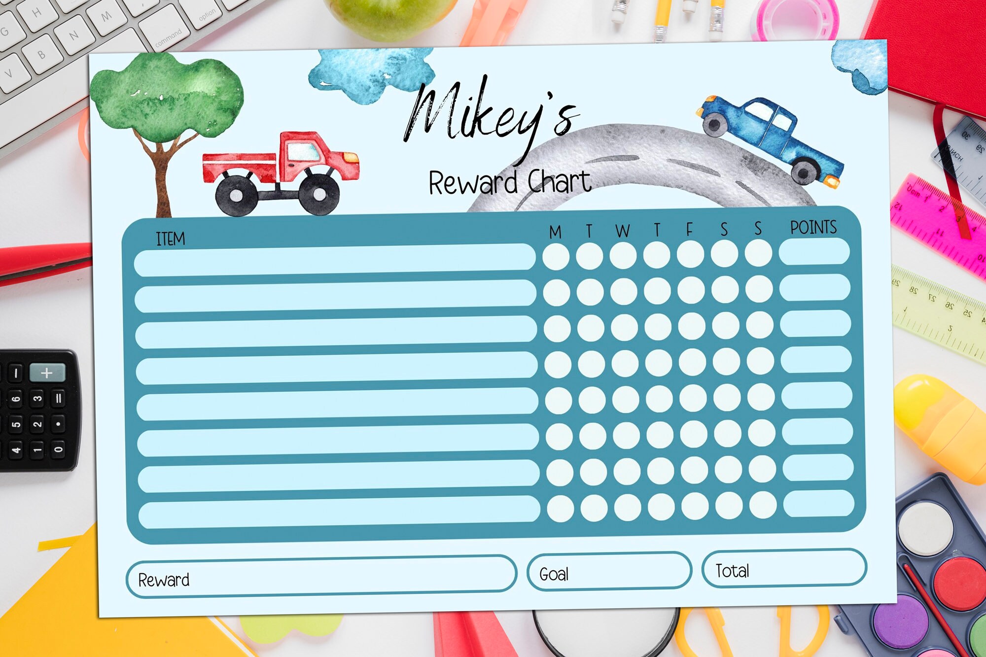 Editable Kids Reward Chart, Printable Chore Chart (digital Download) - Etsy