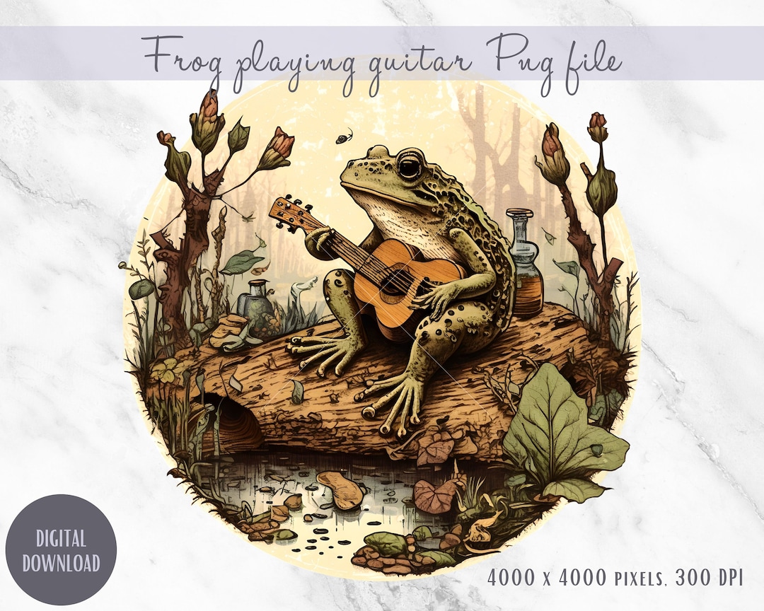 Maglietta Con Rana Che Suona Chitarra - Stile Cottagecore - Unisex Adulto - Foto 14