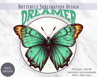 Cottagecore Butterfly PNG, disegno a sublimazione (download digitale)