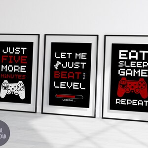 Printable Gamer Wall Art, Wall Decor, Set of 3 Posters, Gaming Art ...