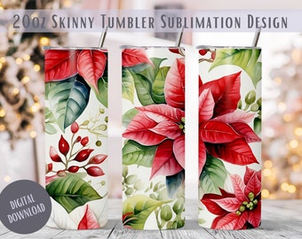 Julstjärna julgranspapper, kakelbar akvarelldesign (digital nedladdning)