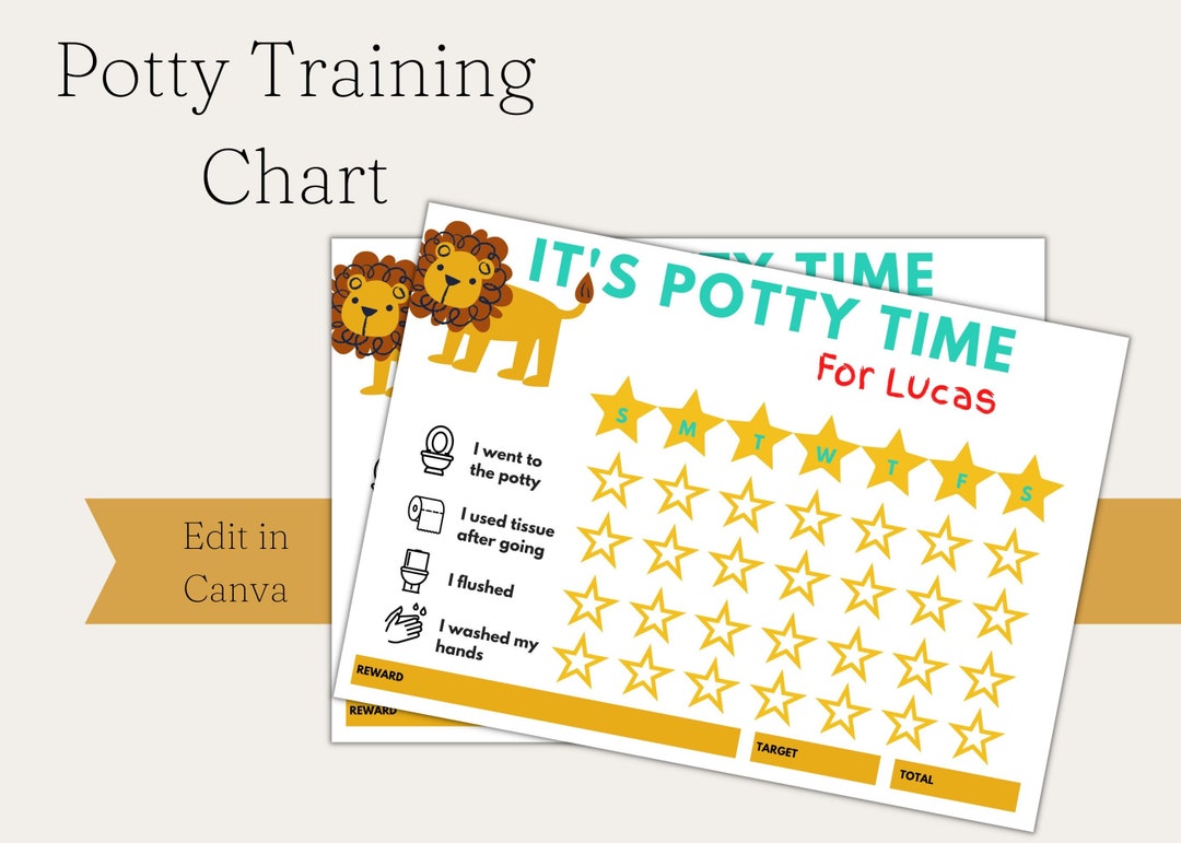 Lion Potty Reward Charteditabletoddler Behaviour Etsy Canada