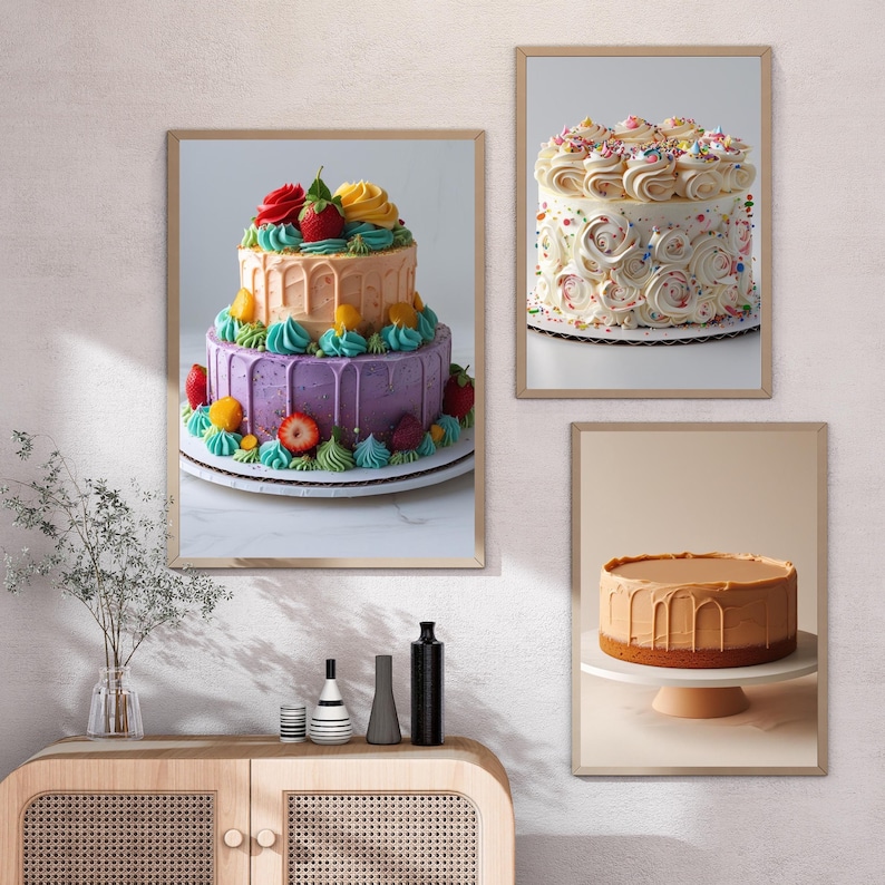 Cake Wall Art Print Set: Coffee Shop Decor (digital Download, Set of 3 ...