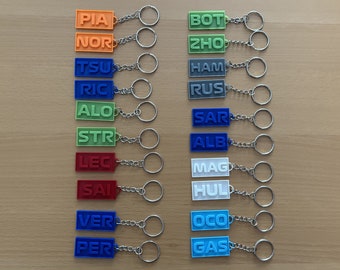 Formula 1 2024 Driver Keychains - 3D Printed