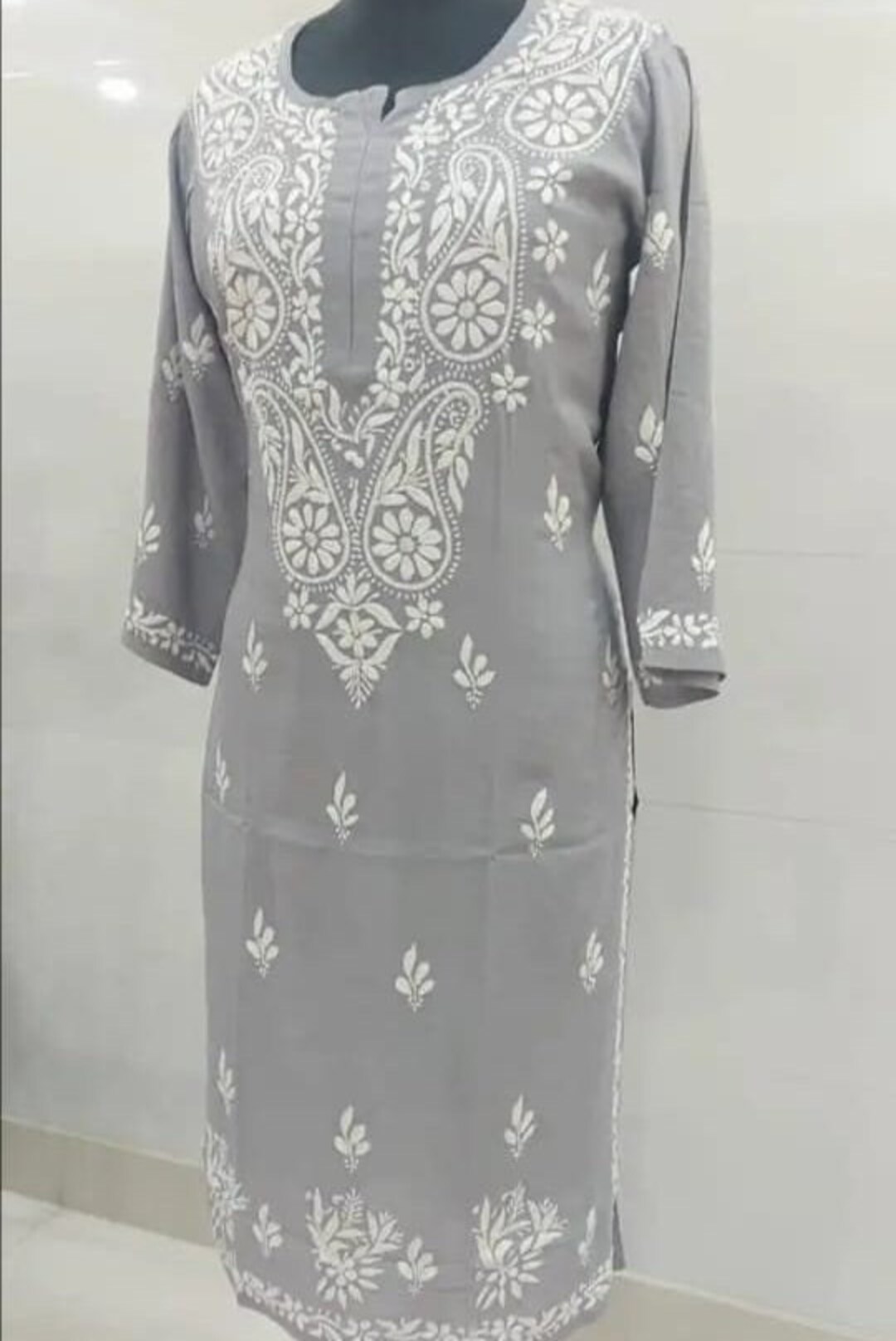 Aashita Creations Katoen Chikankari Zomer Kurti voor Dames, Wit Kurti en Broek Set_509, Wit, S