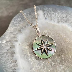 Round Shaped Natural Abalone Shell Pendant with Sterling Silver Crystal Stones, Gemstone Pendant, Crystal Necklace, Gemstone Necklace