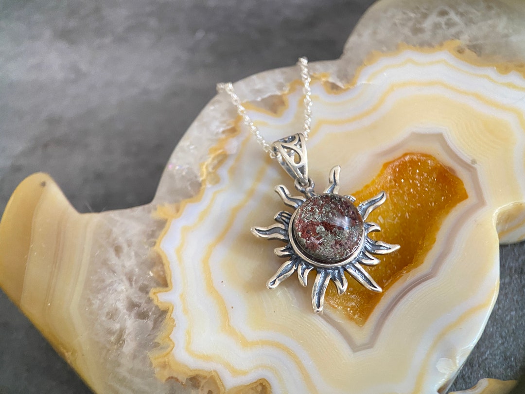 Sun Shaped High Quality Garden Quartz Pendant With Sterling Silver Crystal Stones, Gemstone