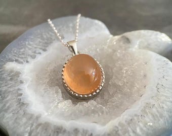 Natuurlijke oranje engel fantoomkwartshanger met sterlingzilveren kristallen stenen, edelsteenhanger, kristallen ketting, edelsteenketting