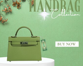 Groene leren handtassen voor dames, gemaakt in Italië handtas, handgemaakte leren tas, elegante tas 25 cm