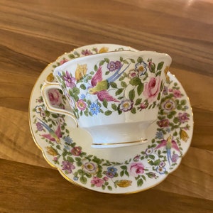 Royal Crown Derby Bird and Flowers Cup and Saucer 1939