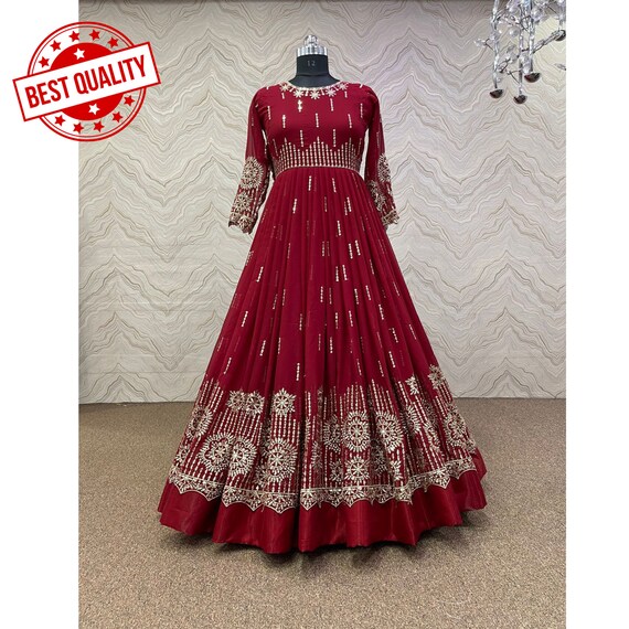 basic anarkali gown (red) in Nagpur at best price by Rajree Sarees -  Justdial