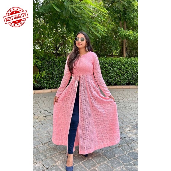 Hiva Asmi New Fancy Party Wear Rayon Heavy Designer Long Kurti Collection -  The Ethnic World
