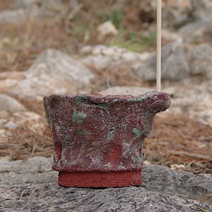 Pote de grés vermelho para planta trepadeira caudex