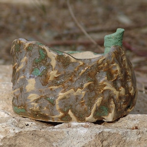Vaso de grés branco esmaltado para planta trepadeira caudex