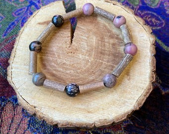 Hazelnut & Rhodonite Bead Bracelet – Love and Emotional Balance