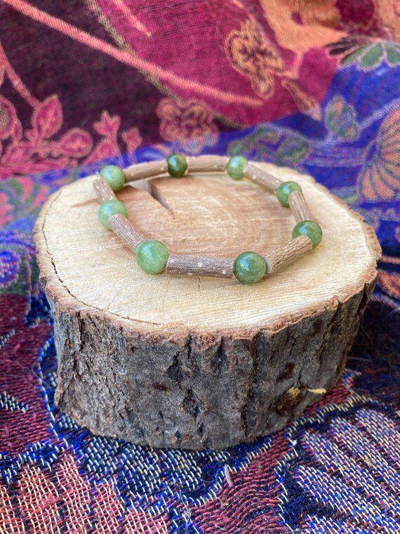 Bracelet Thérapeutique En Bois De Noisetier Et Perles Rouges - Longueur Ajustable - Neuf Sans Emballage