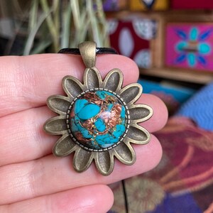 Turquoise Orgonite Pendant - Watercolor of the Sun