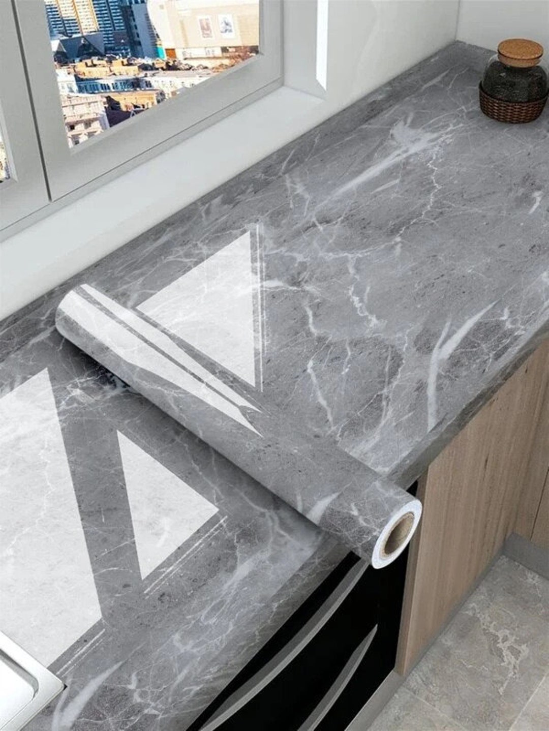 Roll Marble Pattern Kitchen Sticker - Etsy