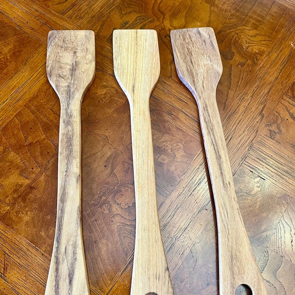 Hand Carved Ash Wood Cooking Spatulas Set Of 3 With Food Grade Finish/Kitchen/Cooking Utensils/