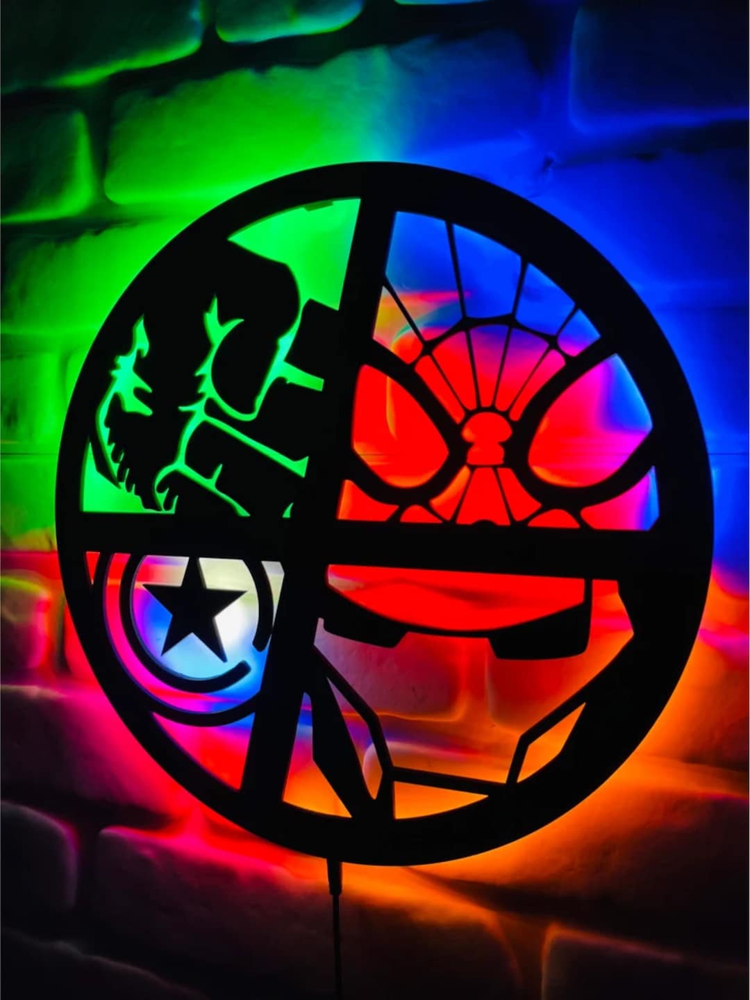 Avengers Iron Man Spiderman Led Sign Marvel Logo Wall Decor Gift for