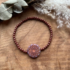 Beaded bracelet boho glass beads & mandala