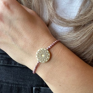 Beaded bracelet boho glass beads & mandala
