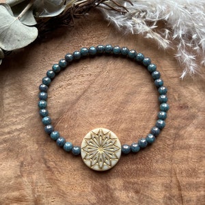 Beaded bracelet boho glass beads & mandala