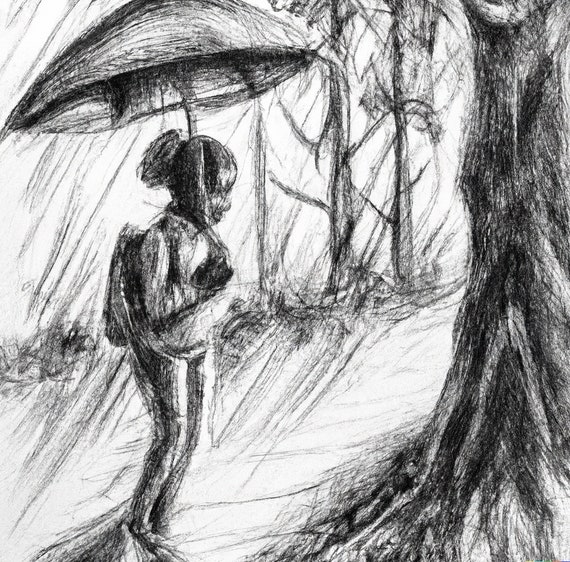 pencil drawing  Peaceful Rain D S