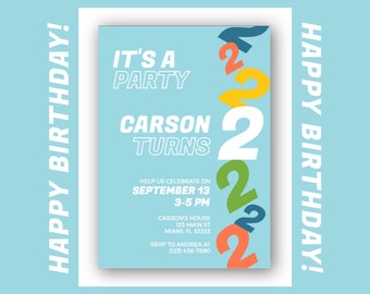 2nd Birthday Party Invitation, Boy Birthday Party, Kid Birthday Party, Editable on Templett