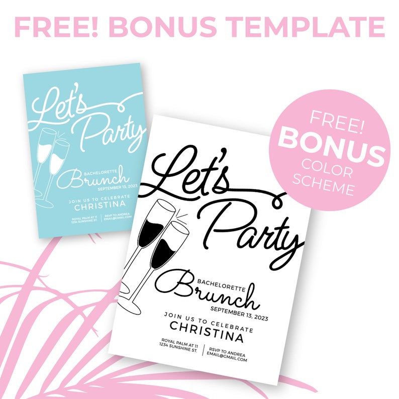 Brunch Bachelorette Party Invitation Let's Party image 2