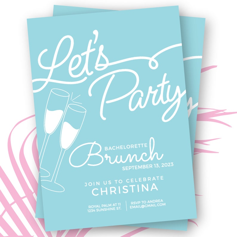 Brunch Bachelorette Party Invitation Let's Party image 1