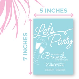 Brunch Bachelorette Party Invitation Let's Party image 4